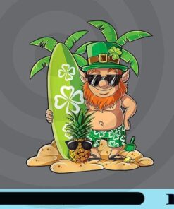 Leprechaun Hawaiian Surfing , St Patricks Day, Hawaii, Birthday Gift, Leprechaun, Irish Customizable Png
