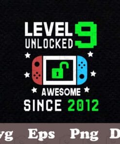 Level 9 Unlocked SVG, Awesome Sine 2012, Boy Gamer, Game Controller Joystick For Kid, Layered SVG, DXF, PNG, EPS