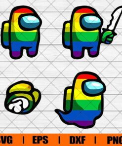LGBT Among Us Svg, Among Us game Svg, Rainbow Svg, LGBT Support, Video Game Svg, Layered SVG, DXF, PNG, EPS