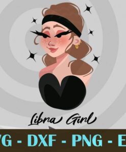 Libra Girl Zodiac cute Girl Watercolor Design Bundles Customizable Layered Svg, Svg Eps Png Dxf