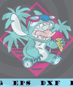 Lilo & Stitch Ice Cream Retro 90S Beach Svg, Ice Cream Retro Svg, Palm Tree Svg, Beach Lover Svg, Lilo And Stitch, Disney Cartoon Svg Customizable Layered Svg, Svg Eps Png Dxf