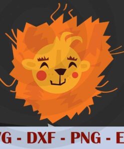 Lion cute animal Customizable Layered Svg, Svg Eps Png Dxf