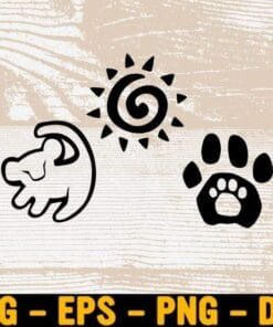 Lion King Simba, Disney Circle of Life Sun Symbol, Silhouette Paw, The Lion King Cartoon, Layered Svg Eps Png Dxf