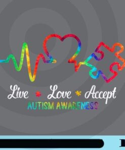 Live, Love, Accept, Autism Awareness, World Autism Awareness Day, April 2nd, Heart Beat, Puzzle Customizable Png