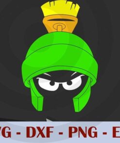 Looney Tunes Marvin The Martian Dark Big Face the Martian Kids Children's Baby Cartoon T-Shirt Customizable Layered Svg, Svg Eps Png Dxf