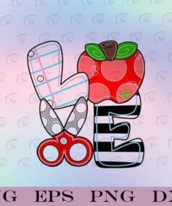 Love Art, Teacher Door Hanger, Apple Door Hanger, DIY Back to School, Scissor, Ruler, Apple, Layered Svg Eps Png Dxf