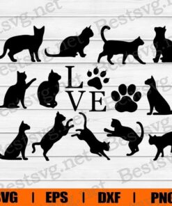 Love Cat, Cat Lover, Cat Bundle , Svg Eps Png Dxf
