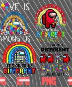 Love Is Among Us, Autism Among Us, Autism Awareness, Being Different, Colorful Rainbow, Puzzle Among Us, Png