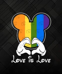 Love Is Love, Love Mickey LGBT, Disney Mickey, Mickey Head, LGBT Support, LGBT Pride, Rainbown, Layered SVG, DXF, PNG, EPS