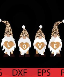 Love leopard gnome, Valentines Gnomes Bundle, Cute sweet Gnomes Valentine's Day Customizable Layered Svg, Svg Eps Png Dxf