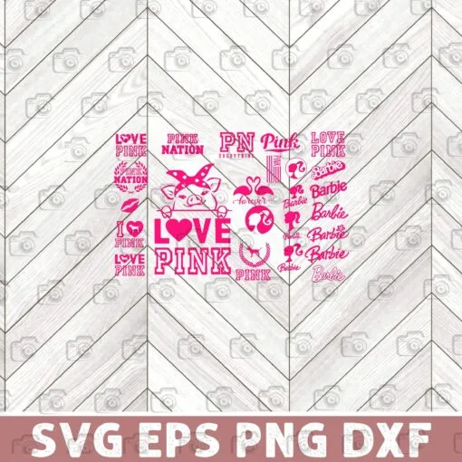 Love Pink, pink Lover, Pink pig, Barbie, I Love Pink, Love girl Layered Svg,Svg Eps Png Dxf