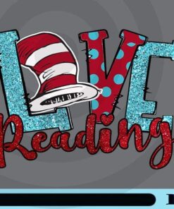 Love Reading, Cat School Hat, Glitter, Teacher, School, Book Lover, I Love Book Customizable Png