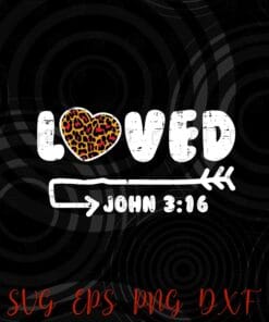 Loved John 3:16, Leopard Heart, Valentines Day, Christian Gift, Bible verse, Jesus Lover Layered Svg, Svg Eps Png Dxf