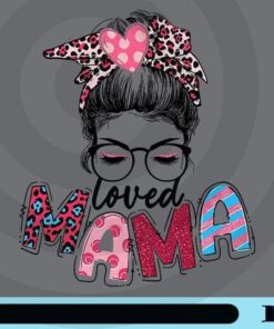 Loved Mama, Mom mother Messy Bun, Pretty Girl, Leopard Headband, Leopard Bandane, Four-leaf clover Customizable Png