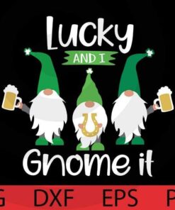 Lucky and I gnome it , St Patrick Gnomes Bundle awesome Gnomes happy St Patrick day Customizable Layered Svg, Svg Eps Png Dxf