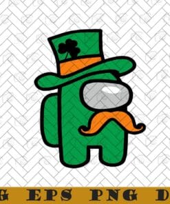 Lucky Shamrock Green Among Us St. Patrick's Day, Lucky Among Us St Patrick's Day, Abraham Lincoln, St Patrick Day Impostor Layered SVG, DXF, PNG, EPS