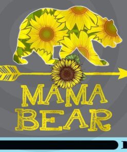 Mama Bear Sunflower Mother Father Gift, Yellow Arrow, Floral Animal, Lovely Bear, Bear Holic Customizable Png