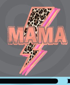 Mama Retro Lightening bolt with leopard neon, Mama, Mom Family, Leopard Customizable Png