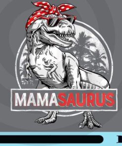Mamasaurus, T rex Dinosaur, Funny Mama, Saurus Family, Cute Dino With Headban, Dot Bandana, Mother Day Gift, Customizable Png