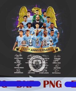 Manchester City 127 Years Anniversary, MC Football Club, Golden Eagle, Soccer Professional Players, Love Soccer, Champions, Customizable Layered Png