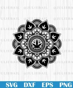 Mandala Cannabis, Weed, Marijuana, Mandala Weed, Black Mandala, Layered Svg Eps Png Dxf