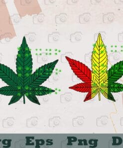 Marijuana Leaf, Creative Reggae Cannabis Leaf, Weed Leaf Reggae Rasta, Reggae Flag, SVG PNG DXF, EPS, PDF
