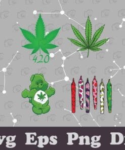Marijuana Leaf, Funny Bear Smoking Weed, Cannabis 420 Stoner Gift, April 20, Smoking Pot Cannabis, 42 Chronic Weed, Layered SVG, DXF, PNG, EPS