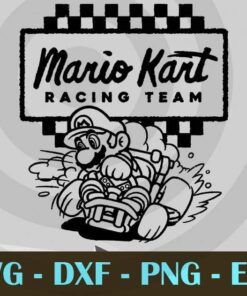 Mario Kart Racing Team Outlined Mario Drift Graphic game men Customizable Layered Svg, Svg Eps Png Dxf