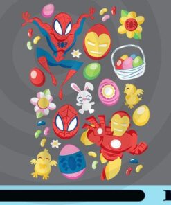 Marvel Easter Spider-Man & Iron Man, Easter Baskets, Easter Eggs, Easter Day, Love Spiderman, Kid Gift, Customizable Png