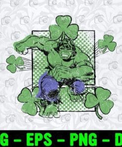 Marvel Incredible Hulk, St. Patrick's Day, Shamrock Clover, Lucky, Hulk Marvel, Layered SVG, DXF, PNG, EPS