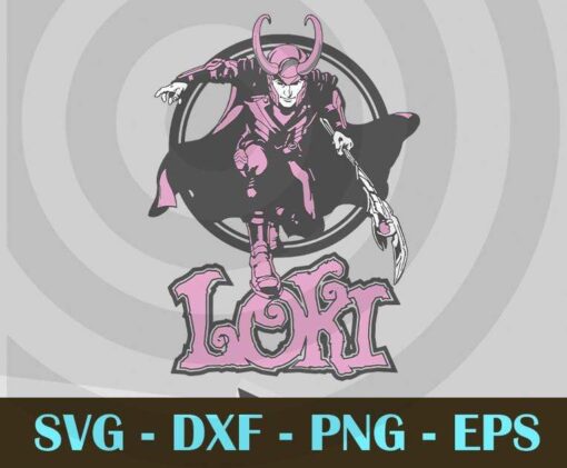 Marvel Loki Retro Pink Hue Stance Portrait Premium Movie Customizable Layered Svg, Svg Eps Png Dxf