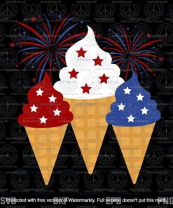 Memorial Day 4th of July Holiday Patriotic Ice Cream Cones Independence Day Layered Svg, Svg Eps Png Dxf