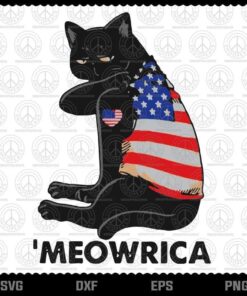 Meowrica American Flag svg, Funny Animal svg, Cat Lover svg, Customizable Layered Svg, Svg Eps Png Dxf