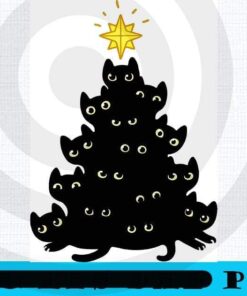 Meowy Christmas Greeting Card black Cat, Merry Christmas, Christmas Day, Christmas Cat Customizable PNG