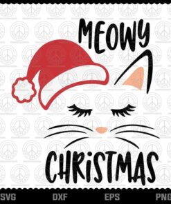 Meowy Christmas svg, Cat Christmas svg, Funny svg, Cute Animal svg, Customizable Layered Svg, Svg Eps Png Dxf