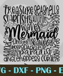 Mermaid ocean mythical waves sands Design Bundles Customizable Layered Svg, Svg Eps Png Dxf