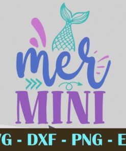 mermini, Mermaid, Mythical creature, Customizable Layered Svg, Svg Eps Png Dxf