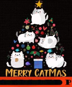 Merry Catmas Christmas Tree, Merry Christmas, Christmas Day, Christmas Cat Customizable PNG