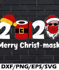 Merry Christ-mask 2020, Merry Quarantine, Christmas 2020, Santa Face Mask, Layered Svg Eps Png Dxf