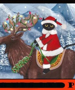 Merry Christmas Cat ride deer, Merry Christmas, Christmas Day, Christmas Black Cat Customizable PNG