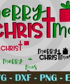 Merry christmas christ Merry mas Design Bundles Customizable Layered Svg, Svg Eps Png Dxf