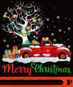 Merry Christmas Red Truck Christmas Tree Lights , Happy Christmas X-mas, Christmas Truck, Christmas Day, Christmas Gift, Customizable PNG