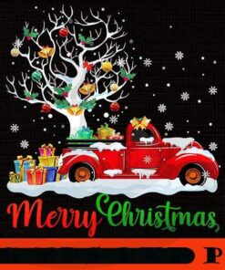 Merry Christmas Red Truck Christmas Tree Lights Snow Essential, Happy Christmas Christmas Truck X-mas, Christmas Day, Cute Christmas Gift, Customizable PNG