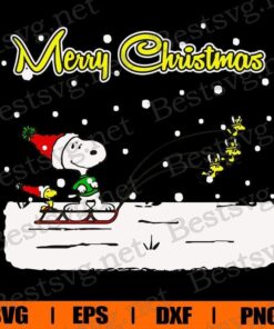 Merry Christmas, Snoopy And Woodstok Are Skiing, Snoopy Snow, Snoopy Christmas, Snoopy Cartoon, Disney Cartoon, Layered SVG, DXF, PNG, EPS
