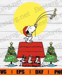 Merry Christmas, Snoopy With Christmas Trees, Snoopy and Stoking, Snoopy Christmas, Snoopy Cartoon, Disney Cartoon, Layered SVG, DXF, PNG, EPS