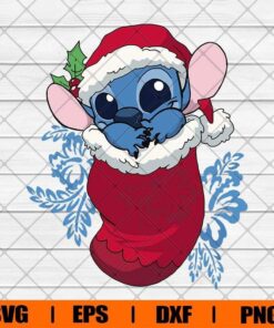 Merry Christmas , Stitch Christmas , Stitch Lover, Stitch Santa , cartoon, disney, Svg Eps Png Dxf