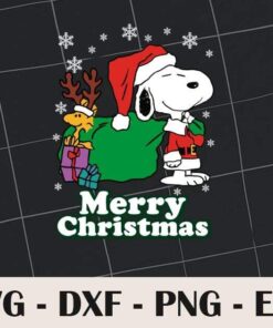 Merry Christmas Svg, Snoopy Santa Svg, Woodstock Baby Svg, Christmas Gift,Snoopy cartoon, Layered SVG, DXF, PNG, EPS