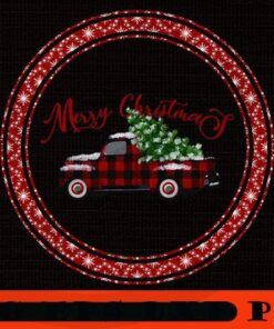 Merry Christmas Vintage Red Plaid Truck, Happy Christmas Christmas Truck X-mas, Christmas Day, Cute Christmas Gift, Customizable PNG