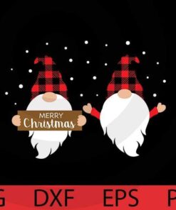Merry plaid red gnomes, Christmas gnomes bundle, Happy Christmas day, Cute sweet Funny Gnomes Customizable Layered Svg, Svg Eps Png Dxf