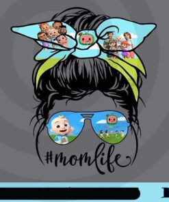 Messy bun cocomelon, mom life, Messy Bun Girl, Girl with Headband, Sunglasses, Customizable Png